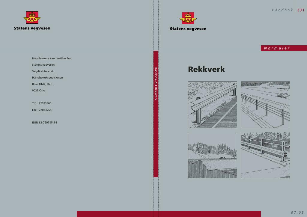 Forsiden av dokumentet Rekkverk : normaler [Håndbok 231]