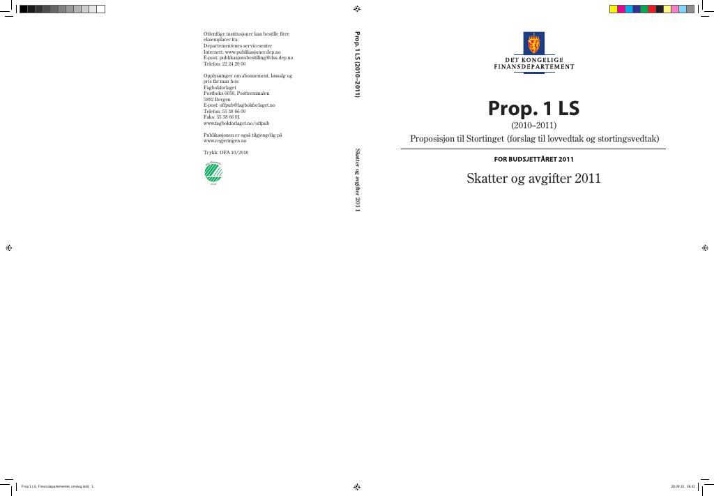 Forsiden av dokumentet Prop. 1 LS (2010–2011)