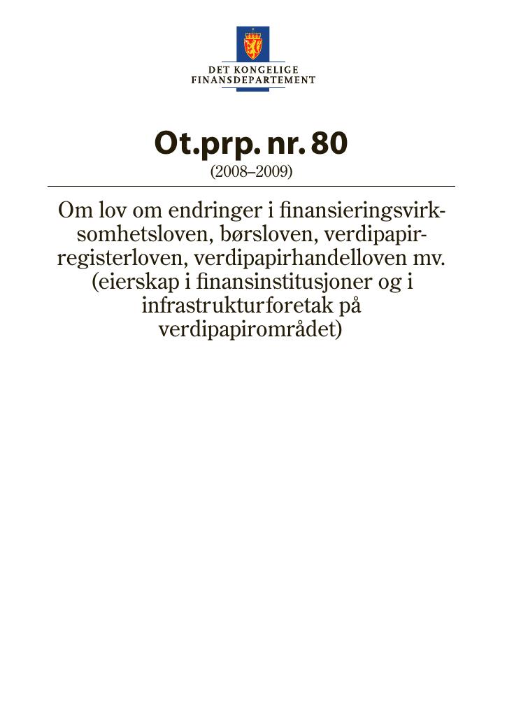 Forsiden av dokumentet Ot.prp. nr. 80 (2008-2009)