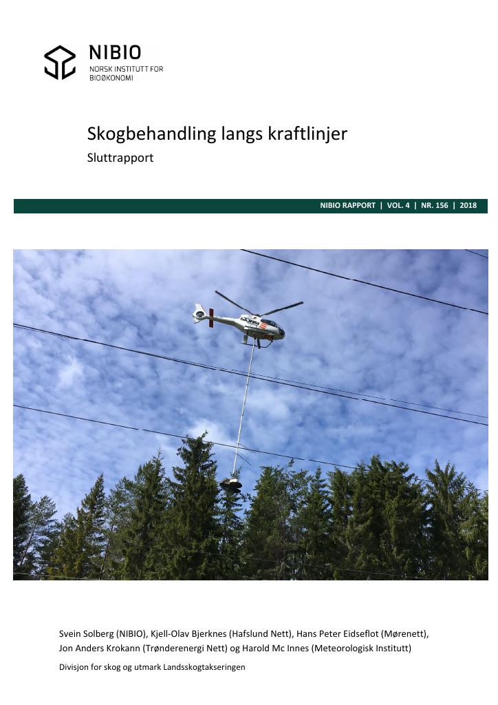 Forsiden av dokumentet Skogbehandling langs kraftlinjer. Sluttrapport