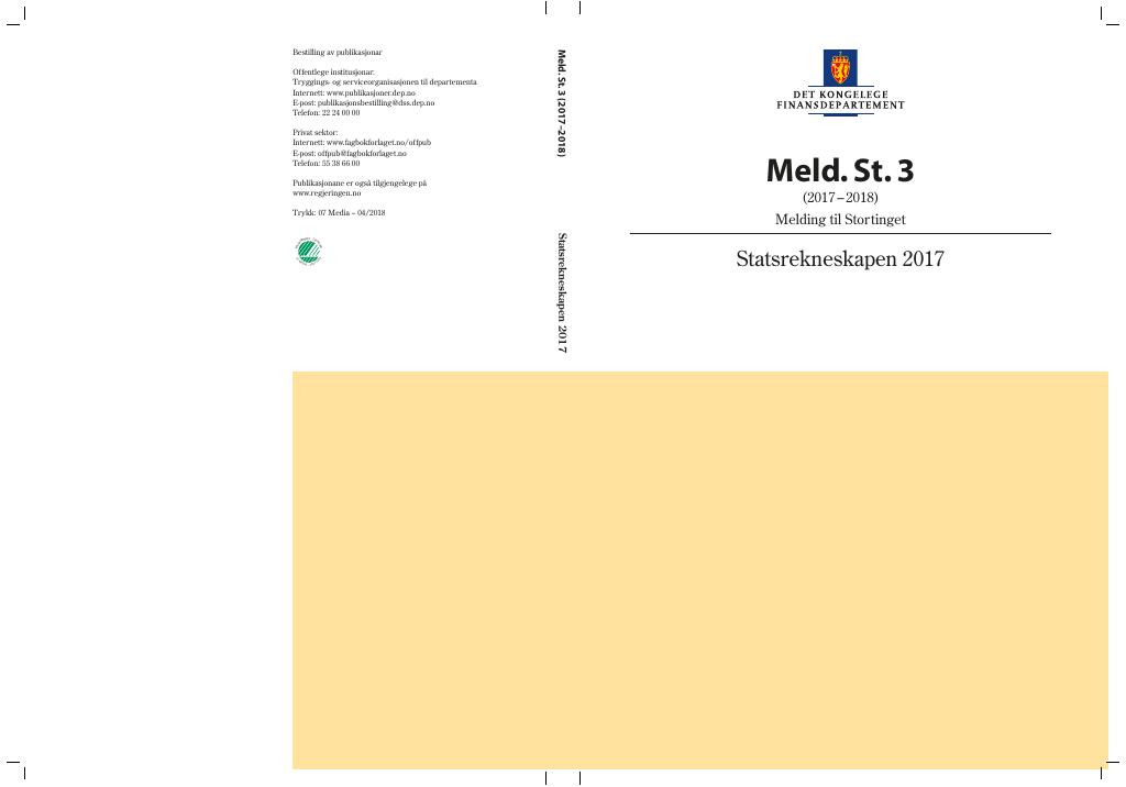 Forsiden av dokumentet Meld. St. 3 (2017–2018)