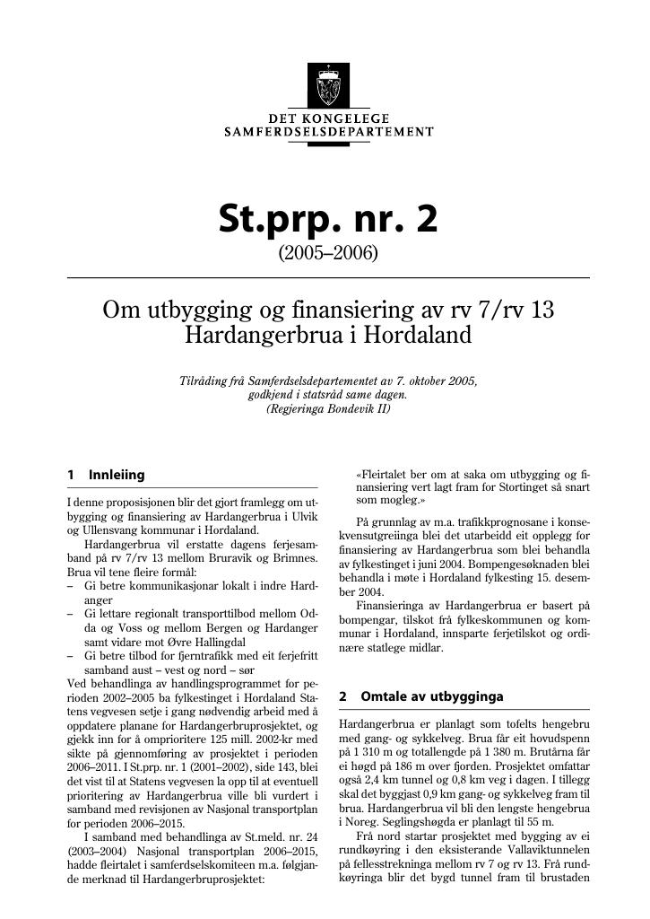 Forsiden av dokumentet St.prp. nr. 2 (2005-2006)