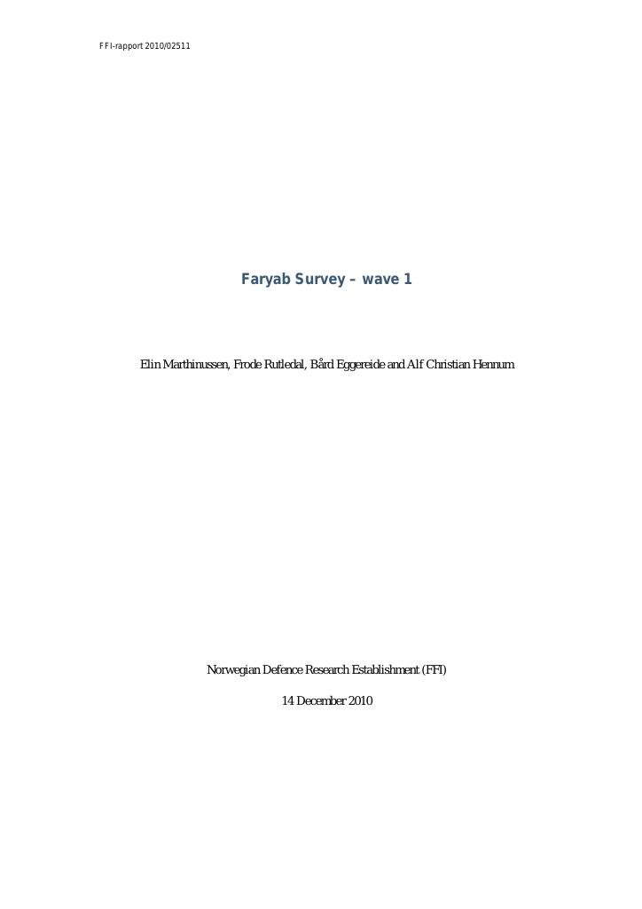 Forsiden av dokumentet Faryab survey : wave 1