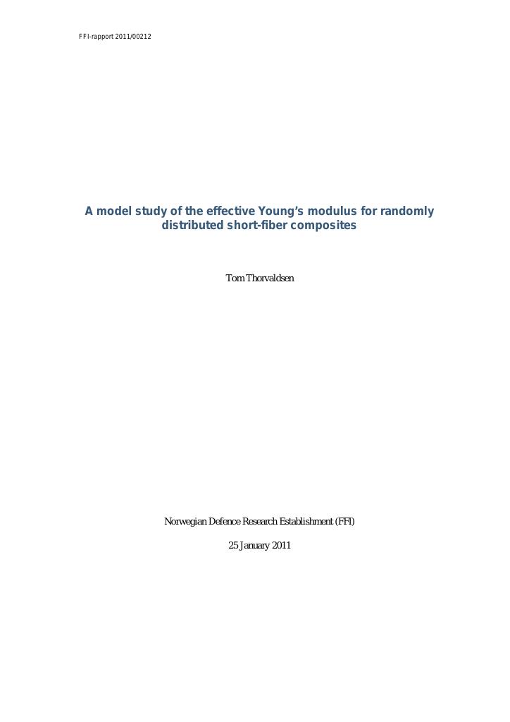 Forsiden av dokumentet A model study of the effective Young´s modulus for randomly distributed short-fiber composites