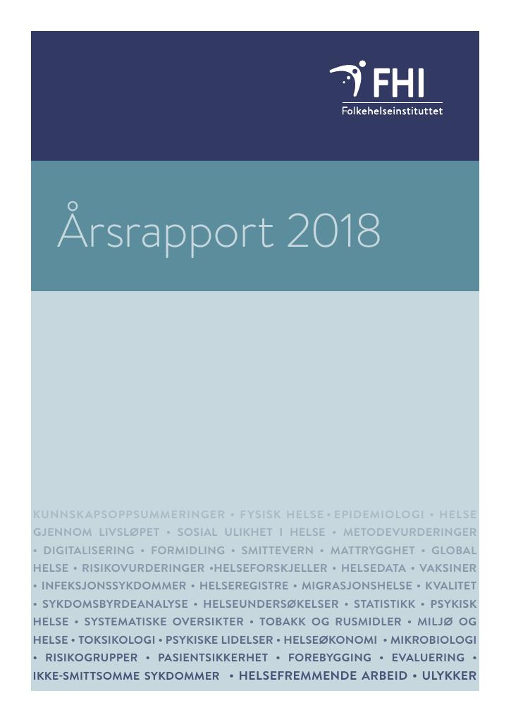 Forsiden av dokumentet Årsrapport Folkehelseinstituttet 2018