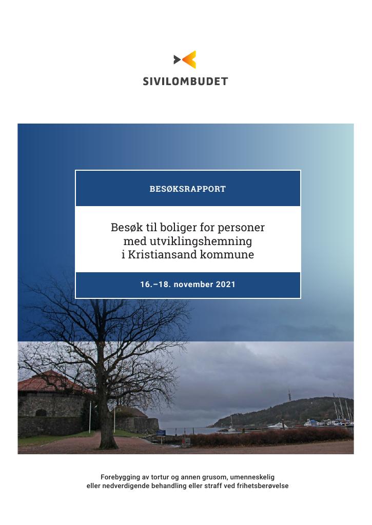 Forsiden av dokumentet Besøksrapport : boliger for personer med utviklingshemming i Kristiansand kommune