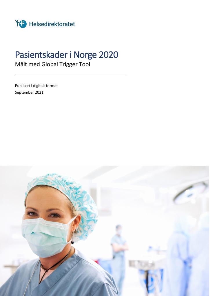 Forsiden av dokumentet Pasientskader i Norge 2020