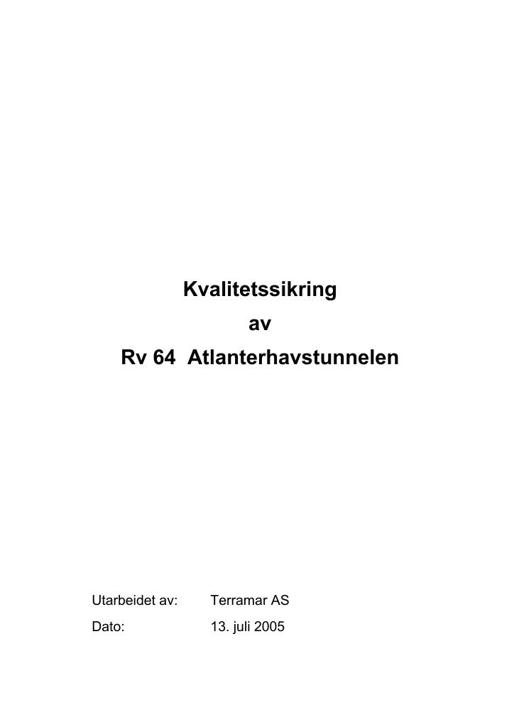 Forsiden av dokumentet Rv64 Atlanterhavstunnelen