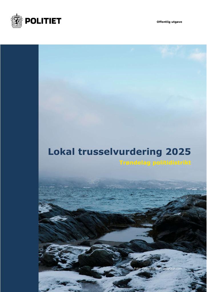 Forsiden av dokumentet Lokal trusselvurdering 2025 - Trøndelag politidistrikt