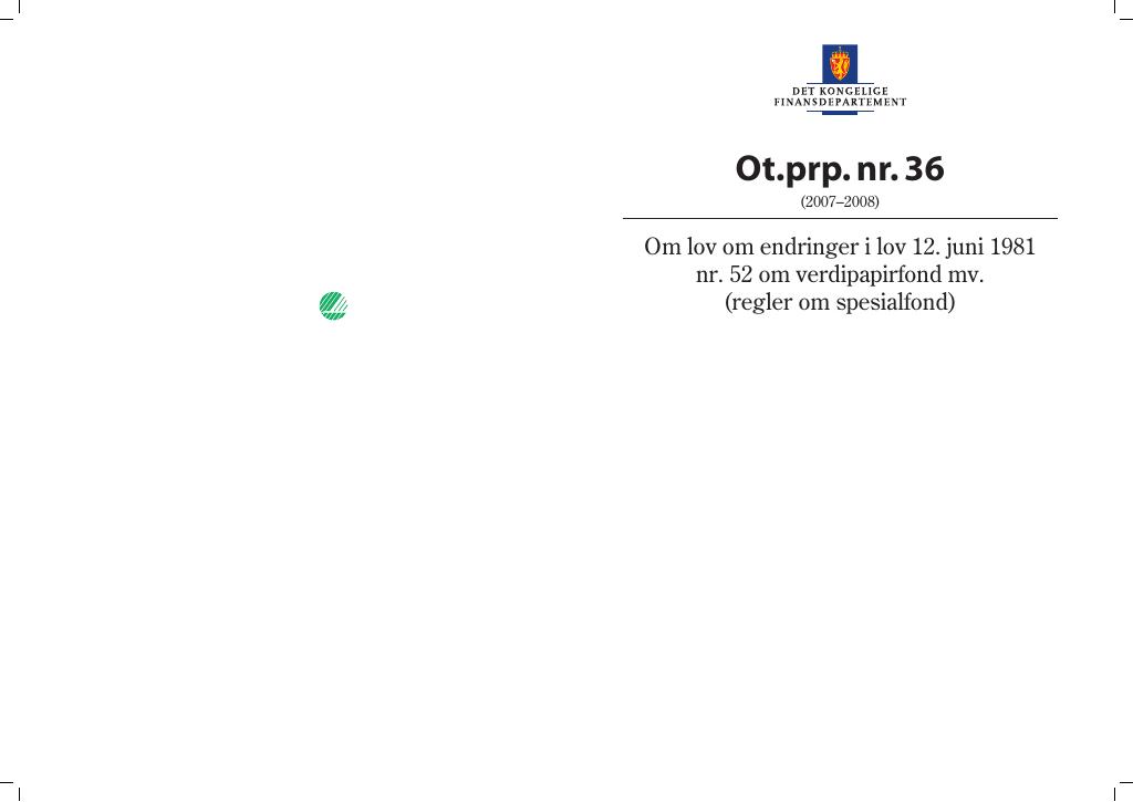 Forsiden av dokumentet Ot.prp. nr. 36 (2007-2008)