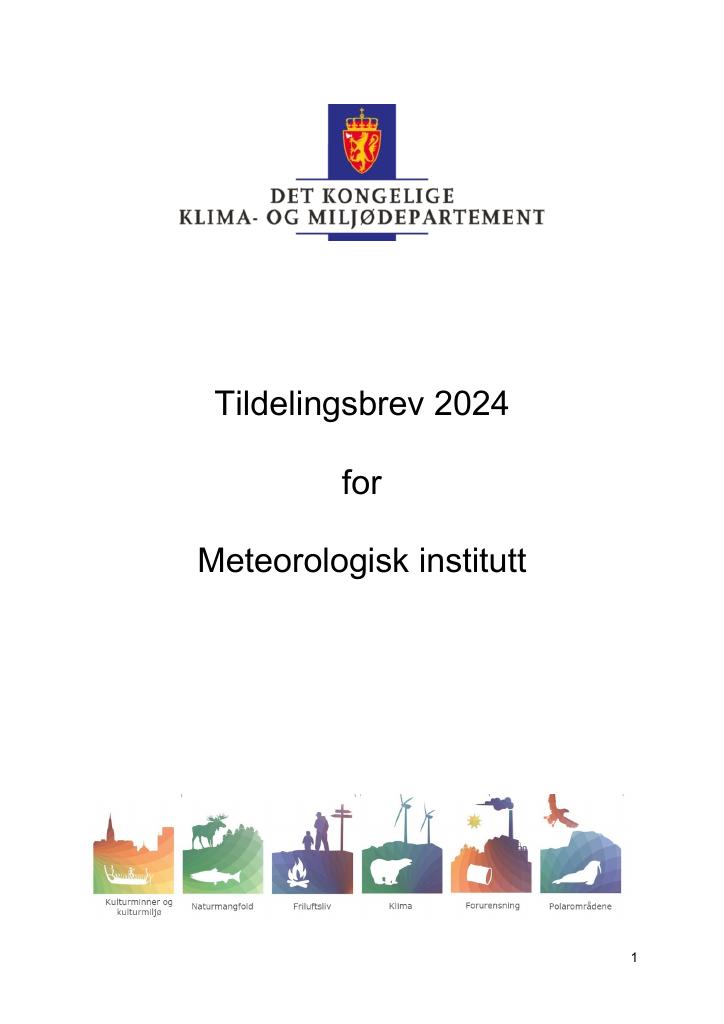 Forsiden av dokumentet Tildelingsbrev 2024