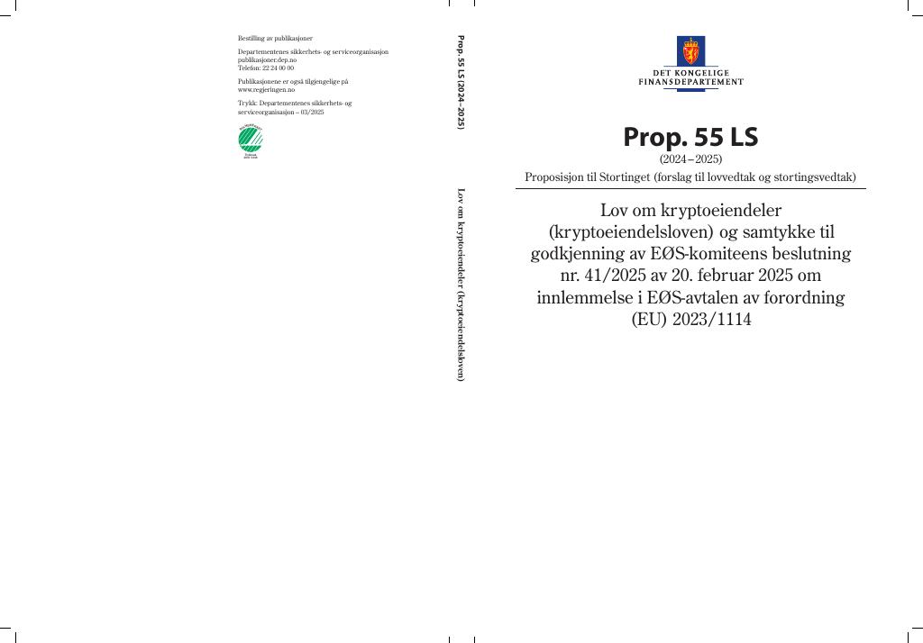 Forsiden av dokumentet Prop. 55 LS (2024–2025)
