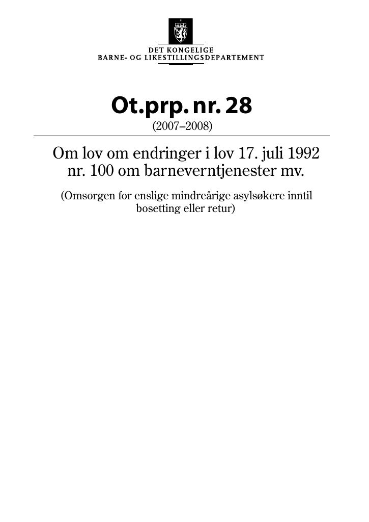 Forsiden av dokumentet Ot.prp. nr. 28 (2007-2008)