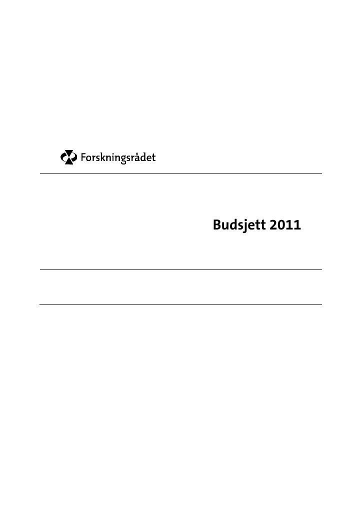 Forsiden av dokumentet Budsjett 2011 - Forskningsrådet