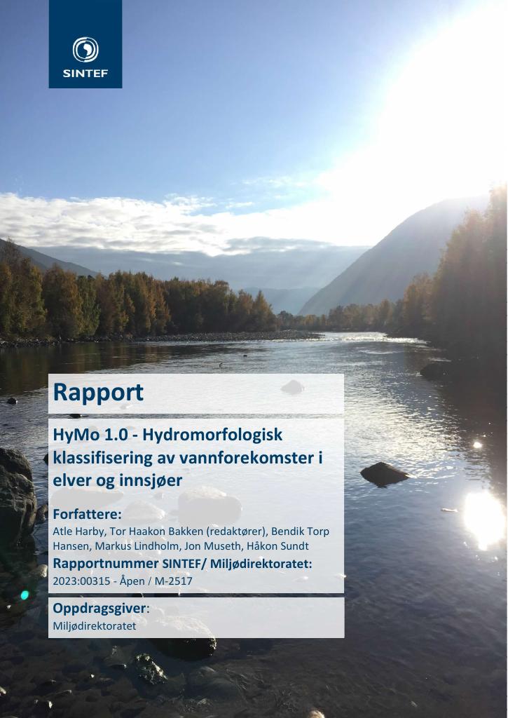 Forsiden av dokumentet HyMo 1.0 - Hydromorfologisk klassifisering av vannforekomster i elver og innsjøer