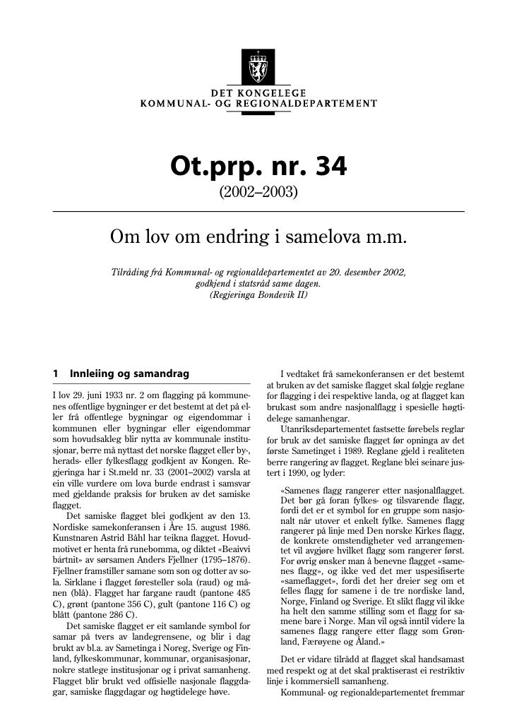 Forsiden av dokumentet Ot.prp. nr. 34 (2002-2003)