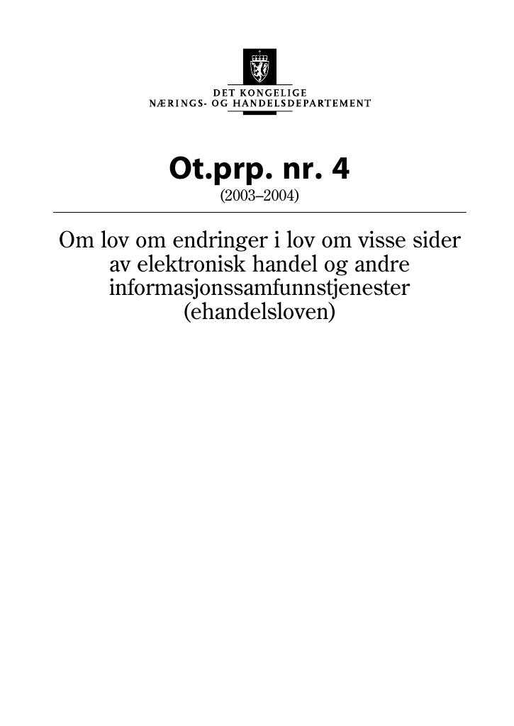 Forsiden av dokumentet Ot.prp. nr. 4 (2003-2004)