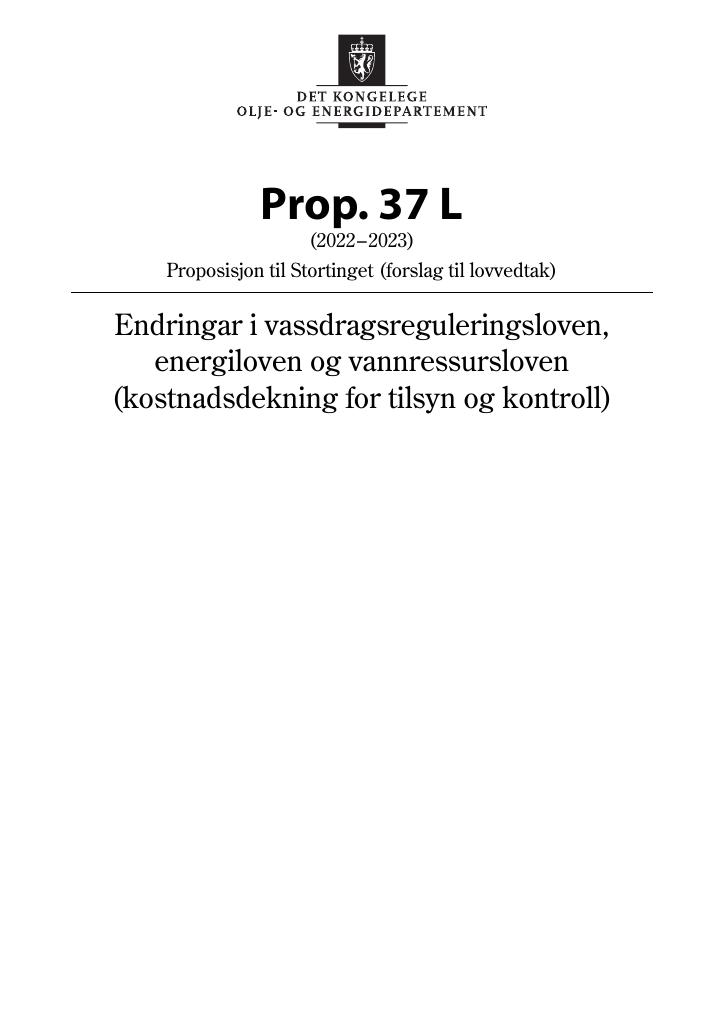 Forsiden av dokumentet Prop. 37 L (2022–2023)