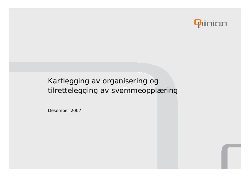 Kartlegging Av Organisering Og Tilrettelegging Av Svømmeopplæring Kudos 