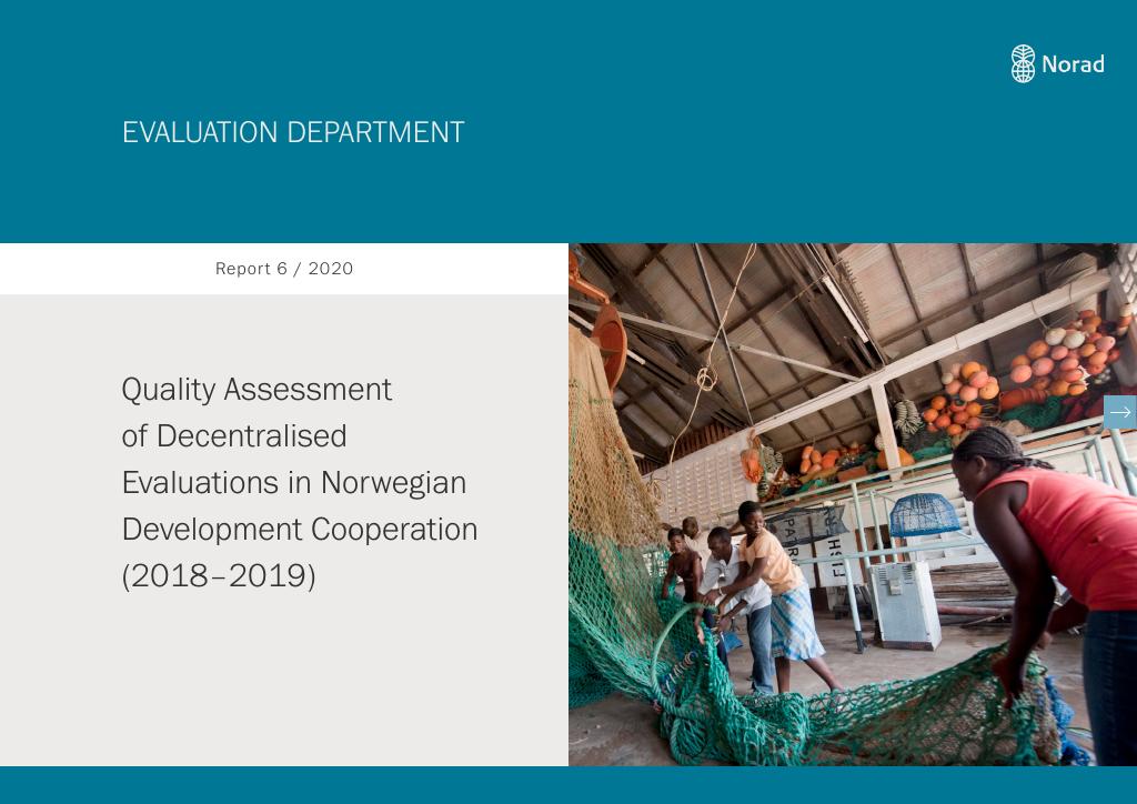 Forsiden av dokumentet Quality Assessment of Decentralised Evaluations in Norwegian Development Cooperation (2018–2019)