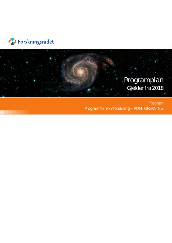 Forsiden av dokumentet Programplan. Gjelder fra 2018