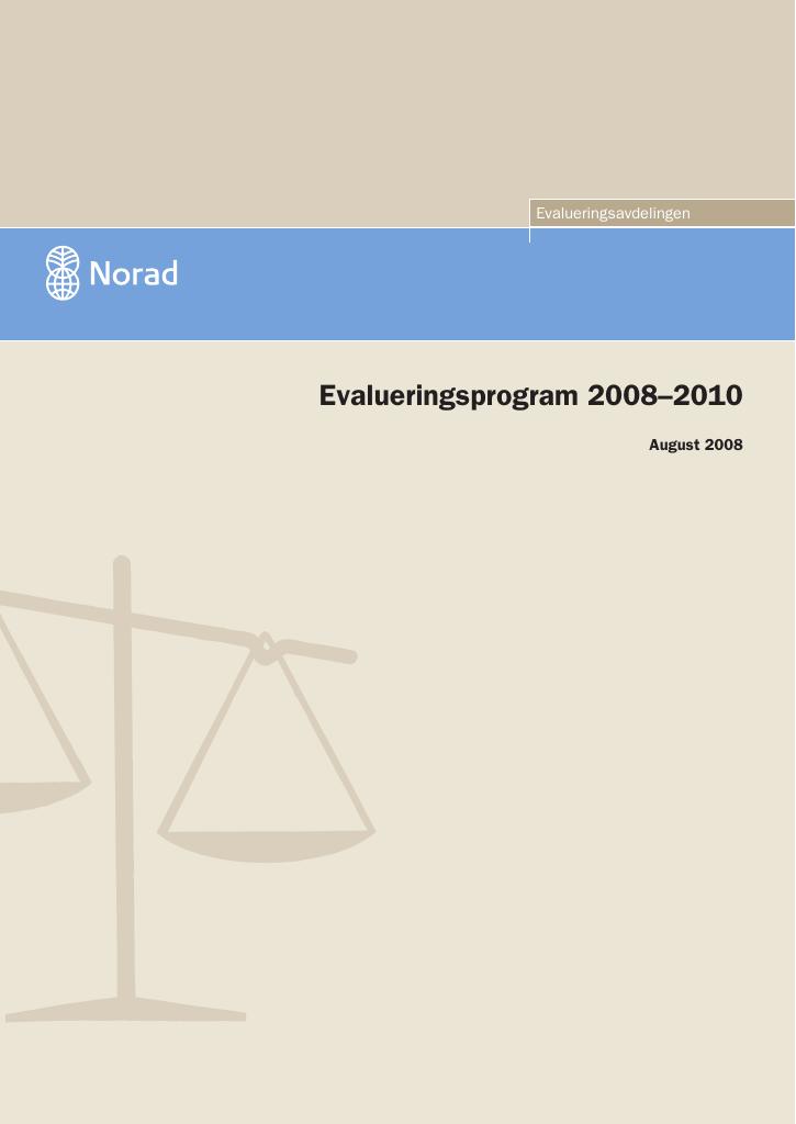 Forsiden av dokumentet Evalueringsprogram 2008–2010