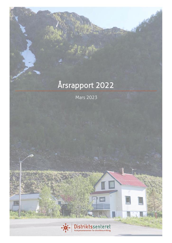 Forsiden av dokumentet Årsrapport Distriktssenteret 2022