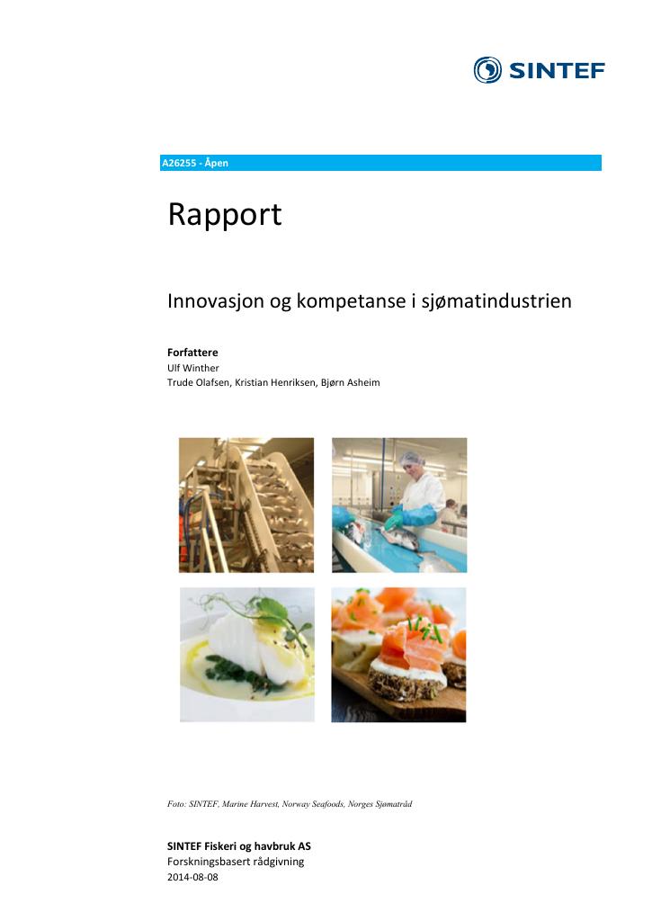 Forsiden av dokumentet Innovasjon og kompetanse i sjømatindustrien