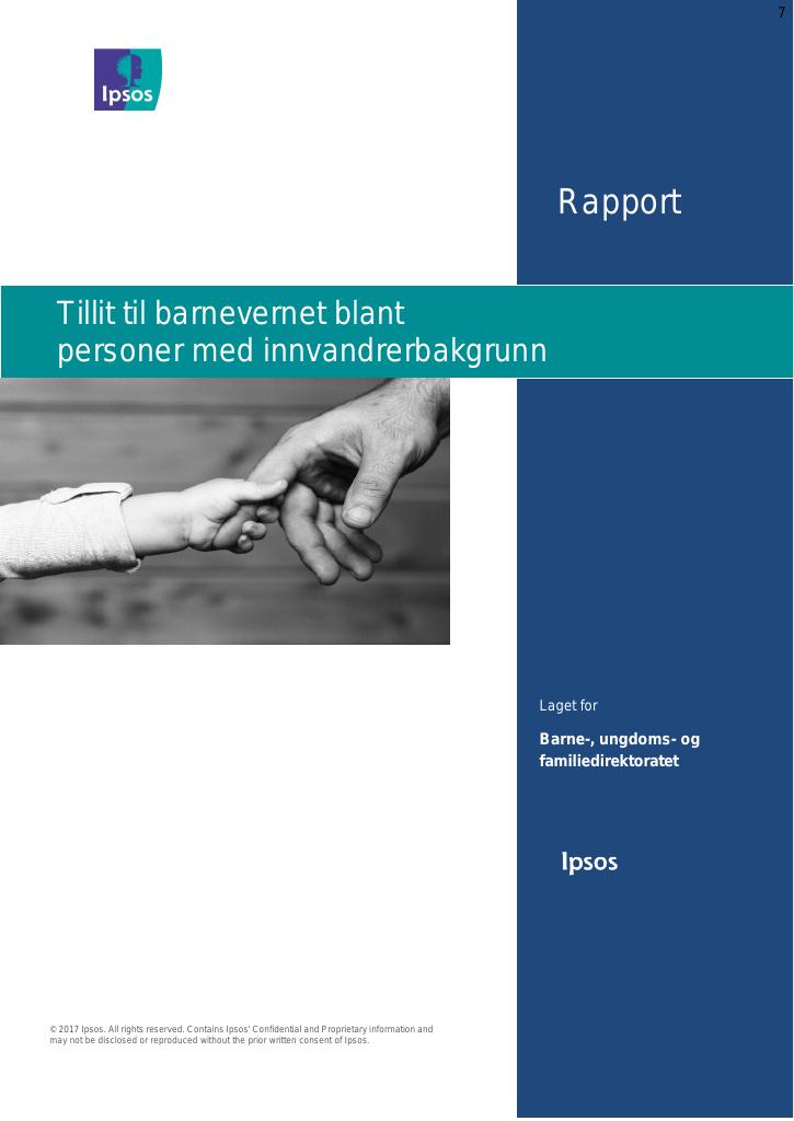 Forsiden av dokumentet Tillit til barnevernet blant personer med innvandrerbakgrunn