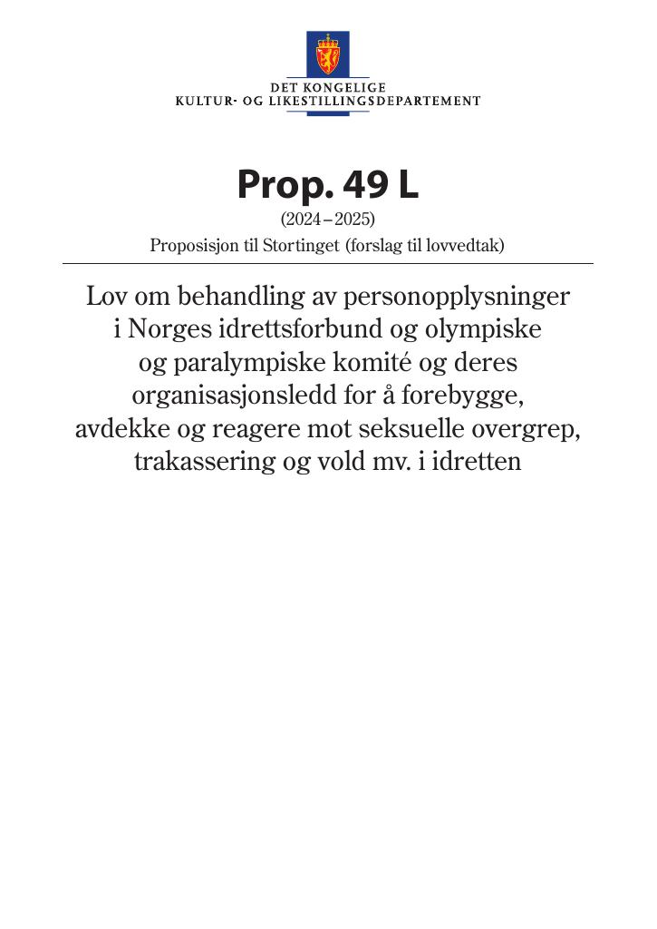 Forsiden av dokumentet Prop. 49 L (2024–2025)