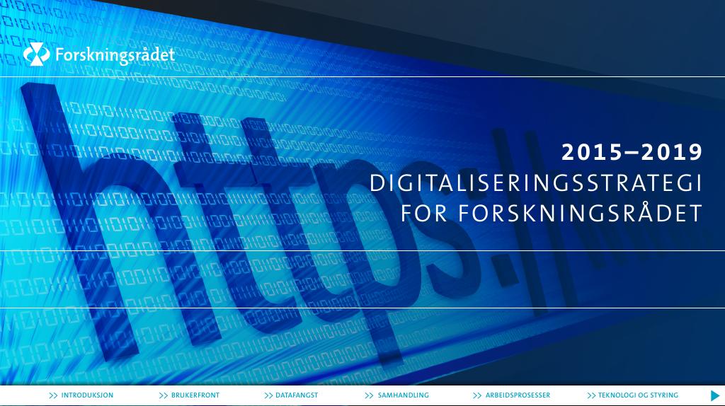 Forsiden av dokumentet Digitaliseringsstrategi for Forskningsrådet 2015-2019