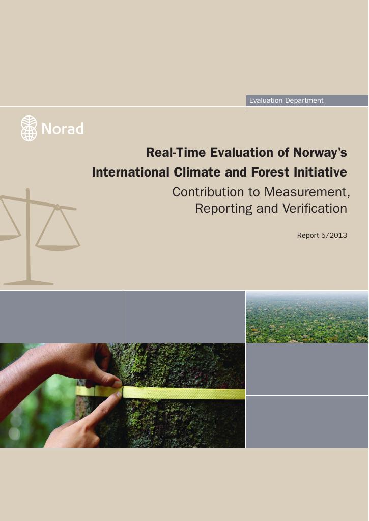 Forsiden av dokumentet Real-Time Evaluation of Norway’s International Climate and Forest Initiative Contribution to Measurement, Reporting and Verification