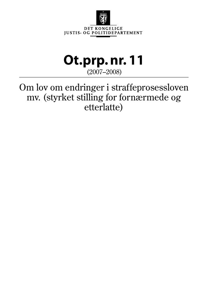 Forsiden av dokumentet Ot.prp. nr. 11 (2007-2008)