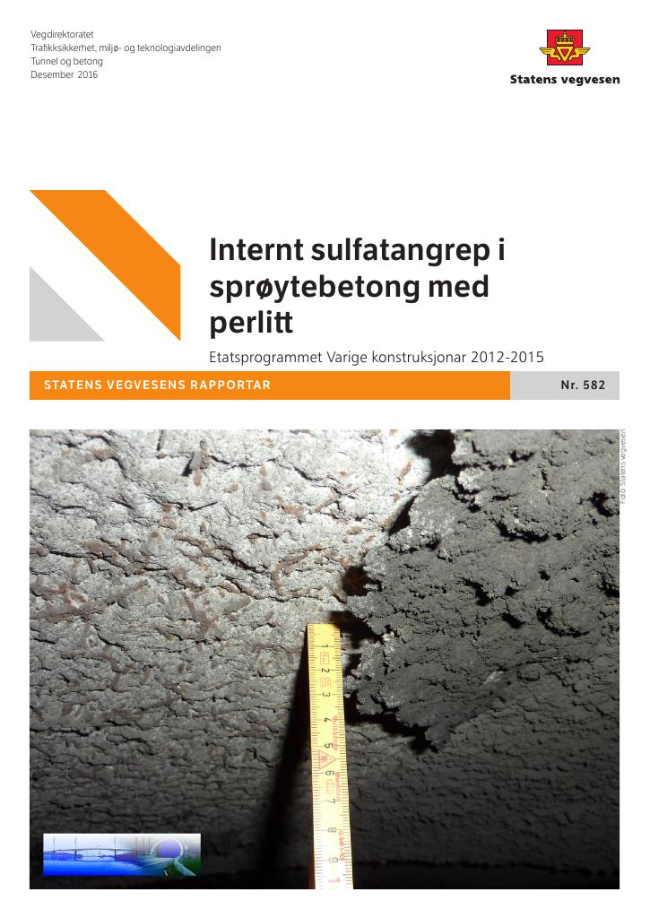 Forsiden av dokumentet Internt sulfatangrep i sprøytebetong med perlitt