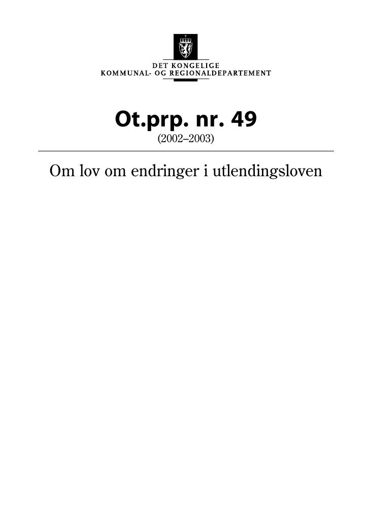 Forsiden av dokumentet Ot.prp. nr. 49 (2002-2003)