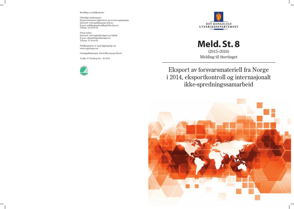 Forsiden av dokumentet Meld. St. 8 (2015–2016)