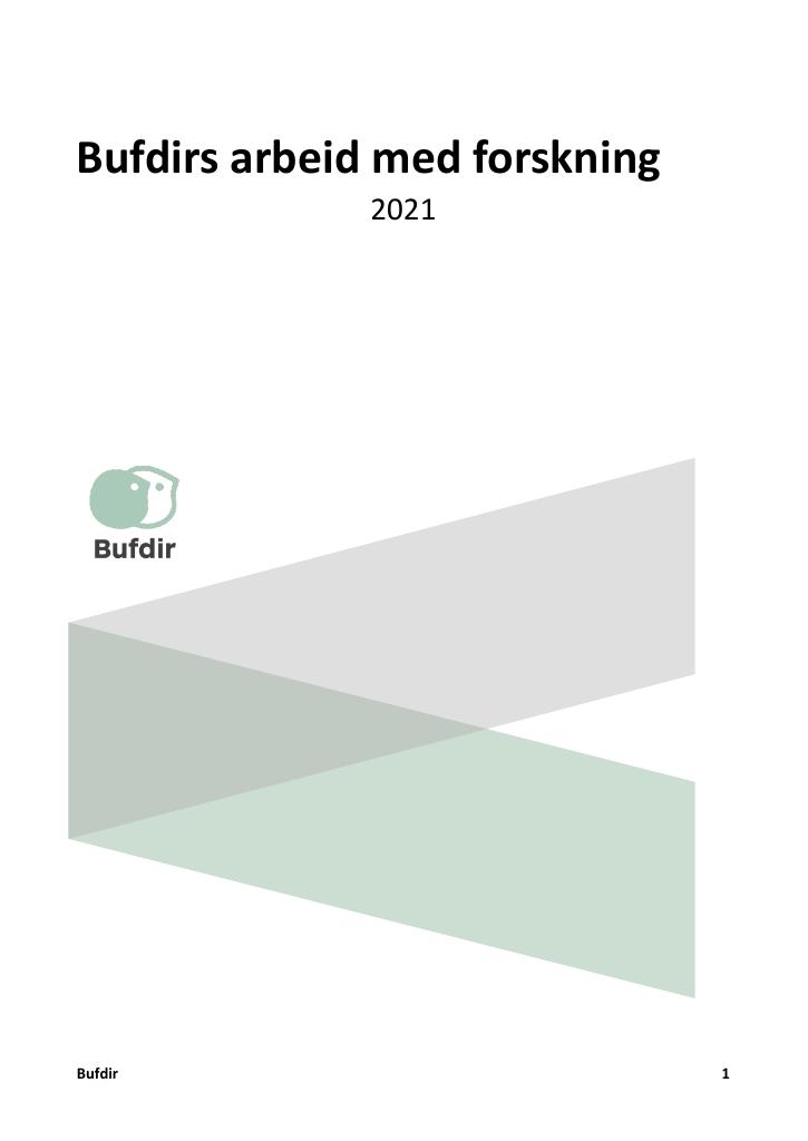 Forsiden av dokumentet Bufdirs arbeid med forskning 2021