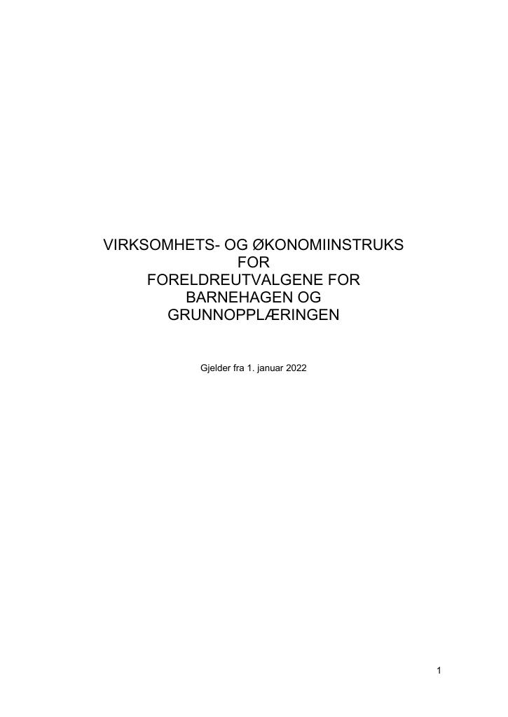 Forsiden av dokumentet Instruks Foreldreutvalgene for barnehagen og grunnopplæringen 2022