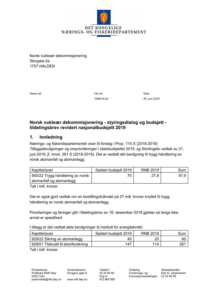 Tildelingsbrev Etter Revidert Nasjonalbudsjett - Kudos