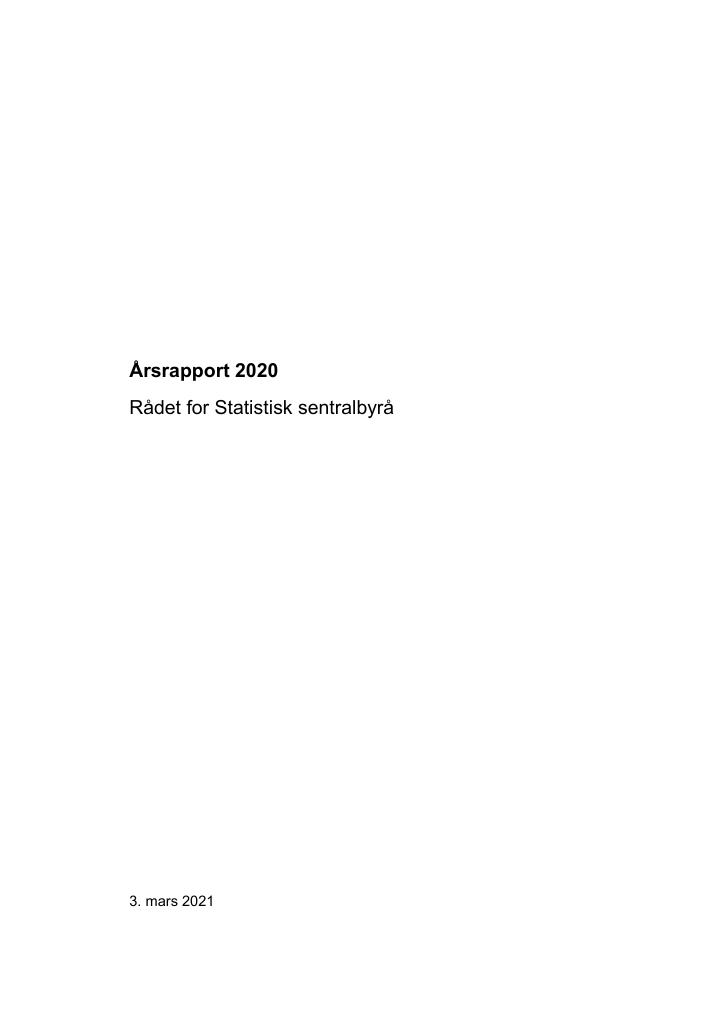 Forsiden av dokumentet Årsrapport Rådet for Statistisk sentralbyrå 2020