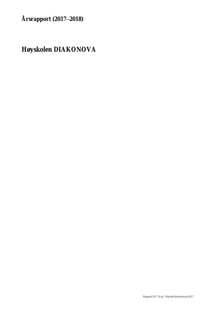 Forsiden av dokumentet Årsrapport Høyskolen Diakonova 2017