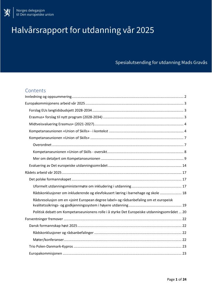 Forsiden av dokumentet Halvårsrapport for Europakommisjonens og Rådets arbeid våren 2025
