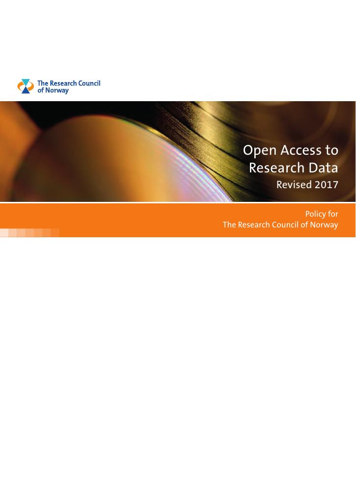 Forsiden av dokumentet Open Access to Research Data - Revised 2017