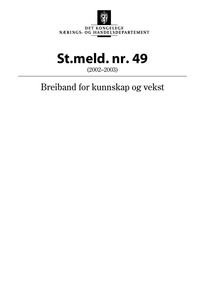 Forsiden av dokumentet St.meld. nr. 49 (2002-2003)