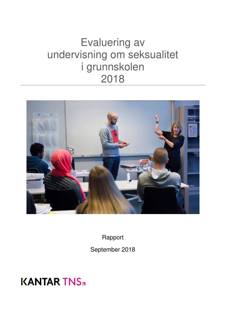 Forsiden av dokumentet Evaluering av undervisning om seksualitet i grunnskolen