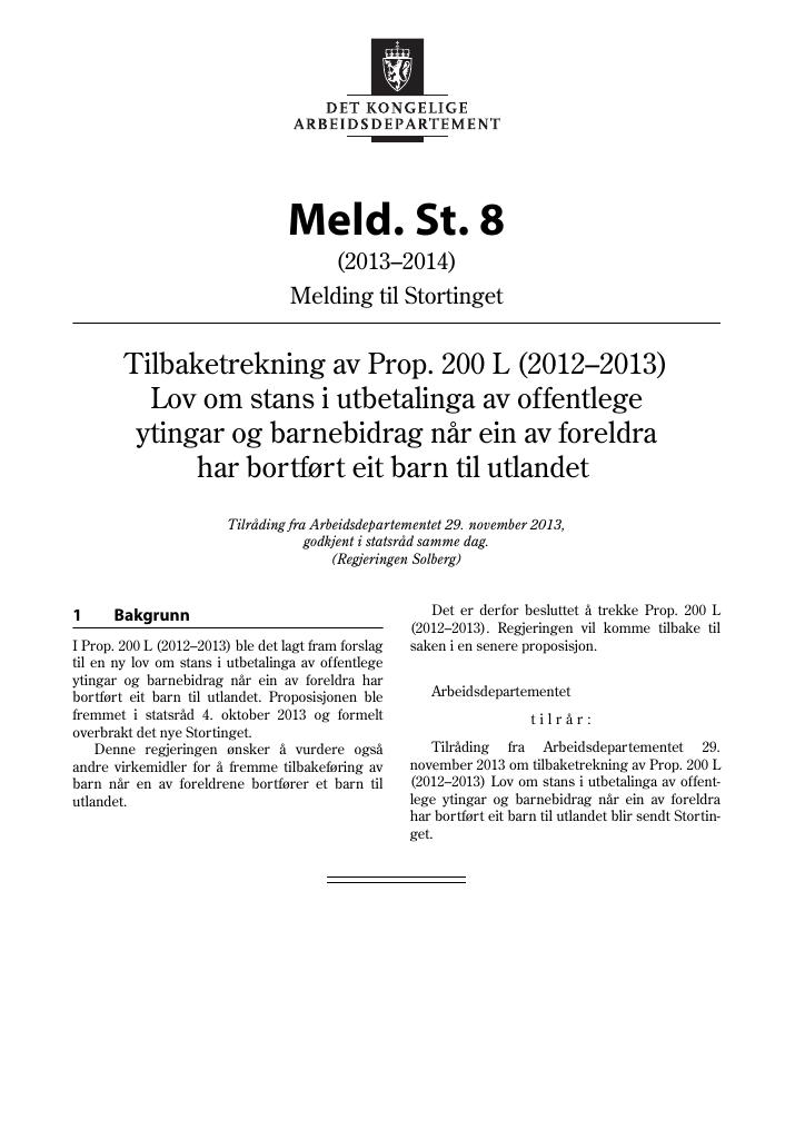 Forsiden av dokumentet Meld. St. 8 (2013–2014)