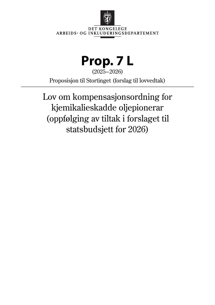 Forsiden av dokumentet Prop. 7 L (2025–2026)