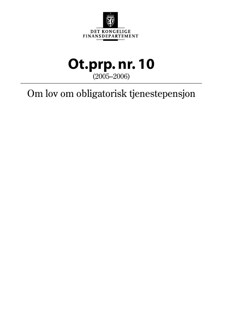 Forsiden av dokumentet Ot.prp. nr. 10 (2005-2006)