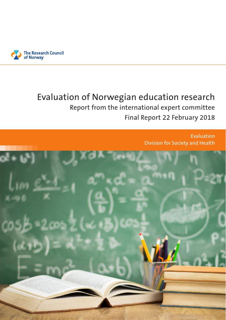 Forsiden av dokumentet Evaluation of Norwegian education research