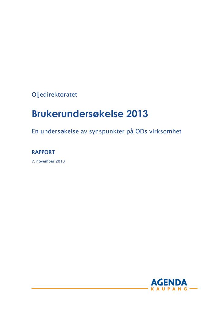 Forsiden av dokumentet Brukerundersøkelse 2013